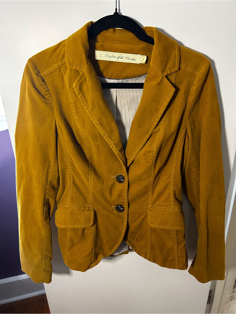 Anthropologie Mustard Corduroy Blazer Jacket